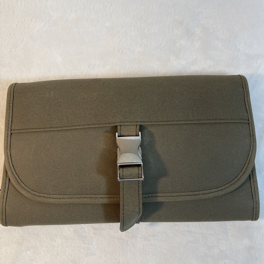 Olive‎ Green Suede Travel Hanging Toiletry Makeup Jewelry Organizer Adjustable